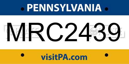 MRC2439 Pennsylvania License Plate