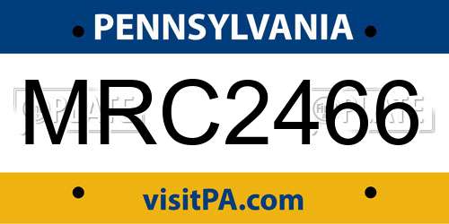 MRC2466 Pennsylvania License Plate