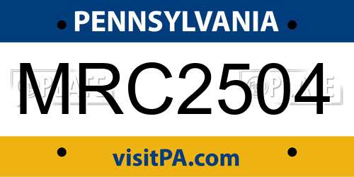 MRC2504 Pennsylvania License Plate
