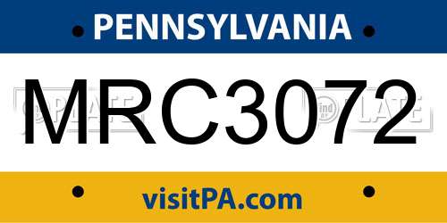 MRC3072 Pennsylvania License Plate