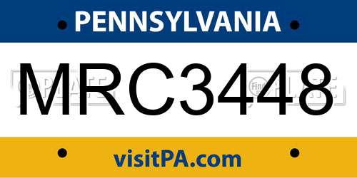 MRC3448 Pennsylvania License Plate