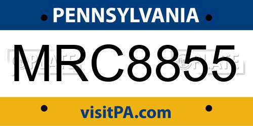MRC8855 Pennsylvania License Plate