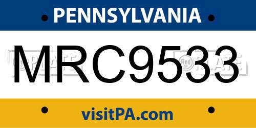 MRC9533 Pennsylvania License Plate