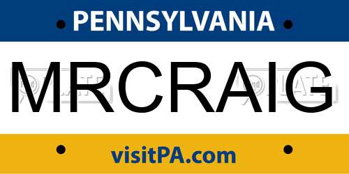 MRCRAIG Pennsylvania License Plate