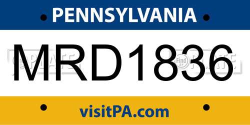 MRD1836 Pennsylvania License Plate