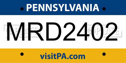MRD2402 Pennsylvania License Plate