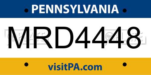 MRD4448 Pennsylvania License Plate