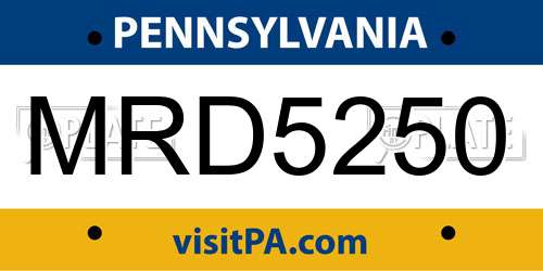 MRD5250 Pennsylvania License Plate