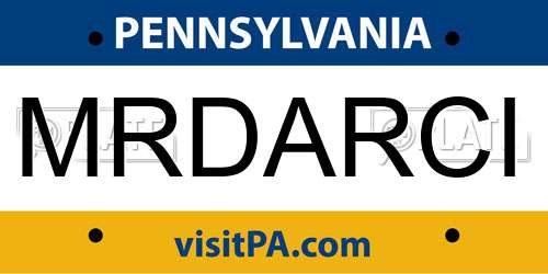 MRDARCI Pennsylvania License Plate