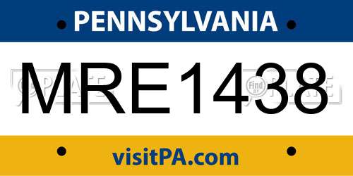 MRE1438 Pennsylvania License Plate