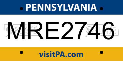 MRE2746 Pennsylvania License Plate