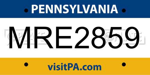 MRE2859 Pennsylvania License Plate