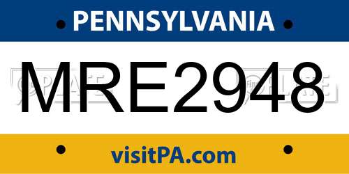 MRE2948 Pennsylvania License Plate