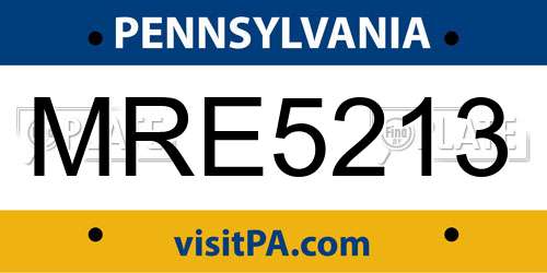 MRE5213 Pennsylvania License Plate