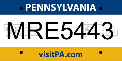 MRE5443 Pennsylvania License Plate