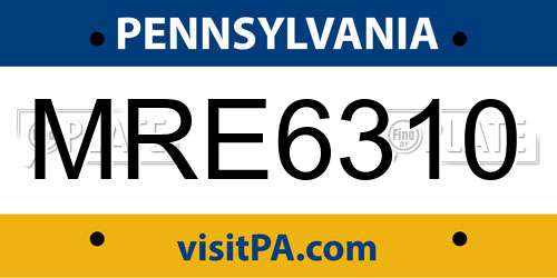 MRE6310 Pennsylvania License Plate