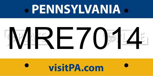 MRE7014 Pennsylvania License Plate