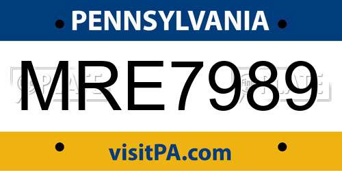 MRE7989 Pennsylvania License Plate