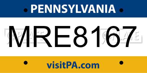 MRE8167 Pennsylvania License Plate