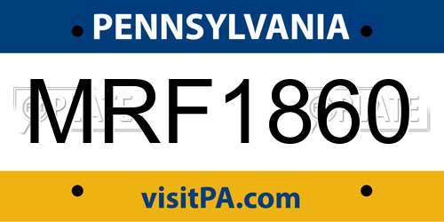 MRF1860 Pennsylvania License Plate