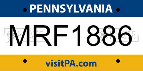 MRF1886 Pennsylvania License Plate