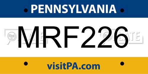 MRF226 Pennsylvania License Plate