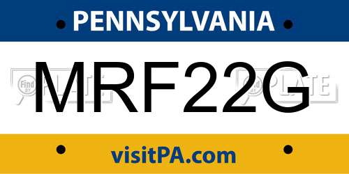 MRF22G Pennsylvania License Plate