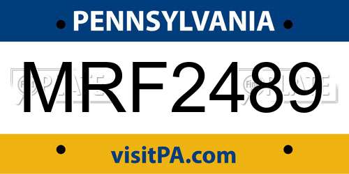 MRF2489 Pennsylvania License Plate
