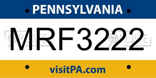 MRF3222 Pennsylvania License Plate