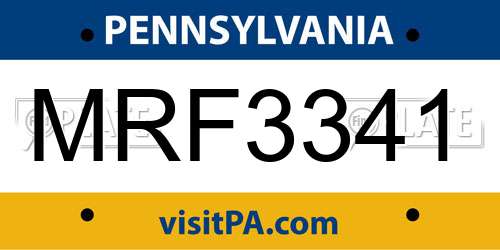 MRF3341 Pennsylvania License Plate