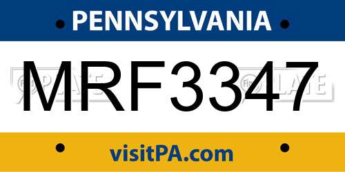 MRF3347 Pennsylvania License Plate