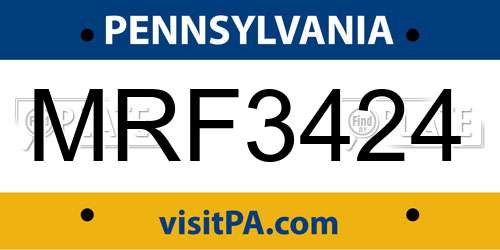 MRF3424 Pennsylvania License Plate
