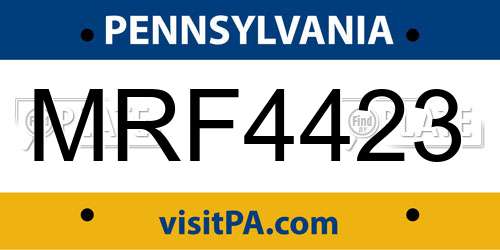 MRF4423 Pennsylvania License Plate