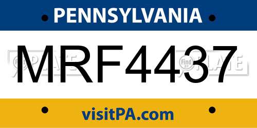 MRF4437 Pennsylvania License Plate