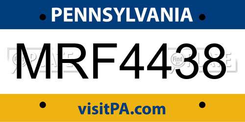 MRF4438 Pennsylvania License Plate