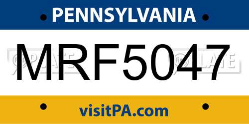 MRF5047 Pennsylvania License Plate