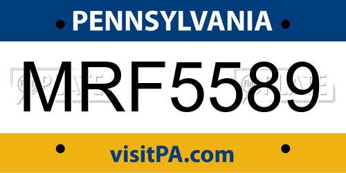 MRF5589 Pennsylvania License Plate