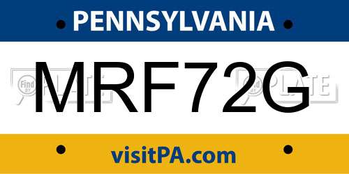 MRF72G Pennsylvania License Plate