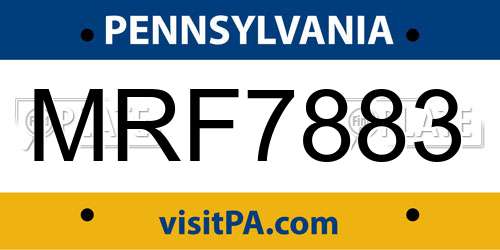 MRF7883 Pennsylvania License Plate