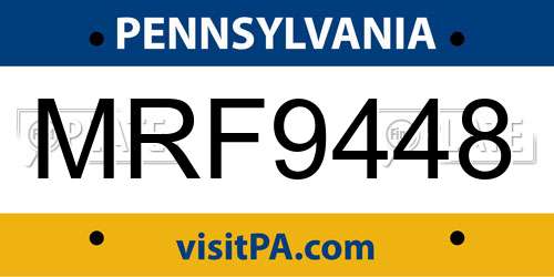 MRF9448 Pennsylvania License Plate