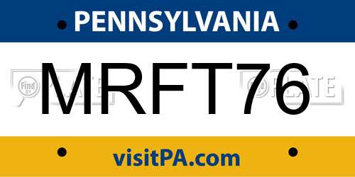 MRFT76 Pennsylvania License Plate