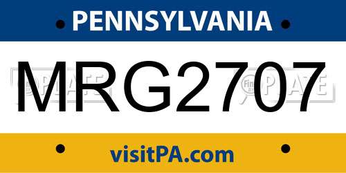 MRG2707 Pennsylvania License Plate