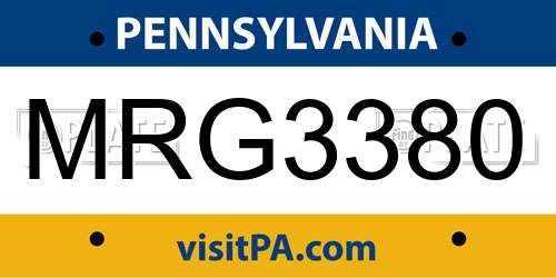 MRG3380 Pennsylvania License Plate