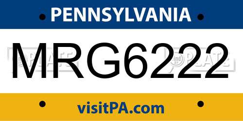 MRG6222 Pennsylvania License Plate
