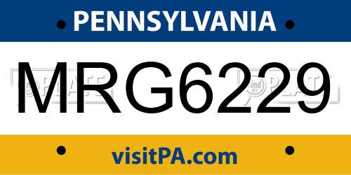 MRG6229 Pennsylvania License Plate