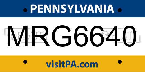 MRG6640 Pennsylvania License Plate