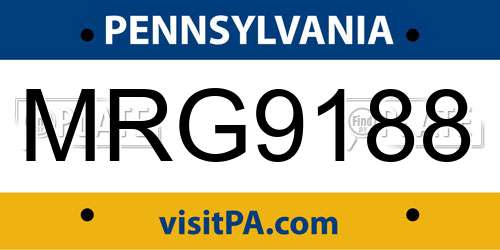 MRG9188 Pennsylvania License Plate