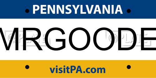 MRGOODE Pennsylvania License Plate