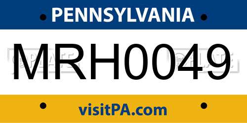 MRH0049 Pennsylvania License Plate