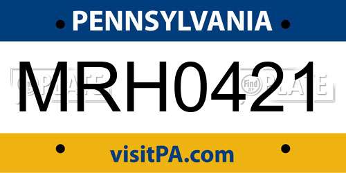 MRH0421 Pennsylvania License Plate